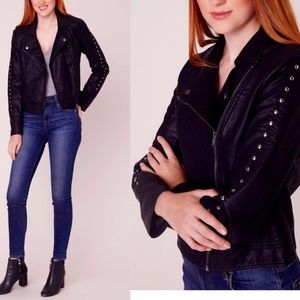Jack Womens Muffin Ripple Vegan Leather Moto with Stud Details